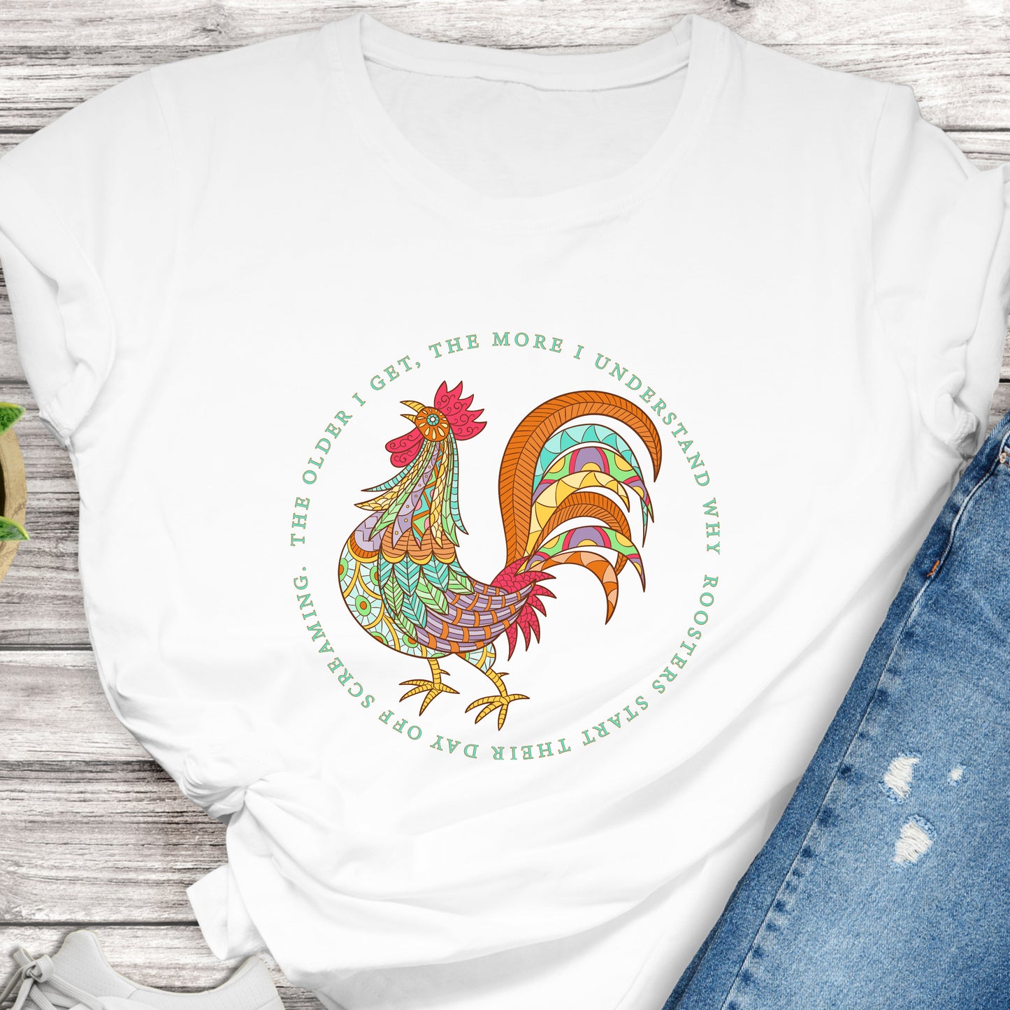 Rooster Scream T-Shirt - Funny Aging Tee