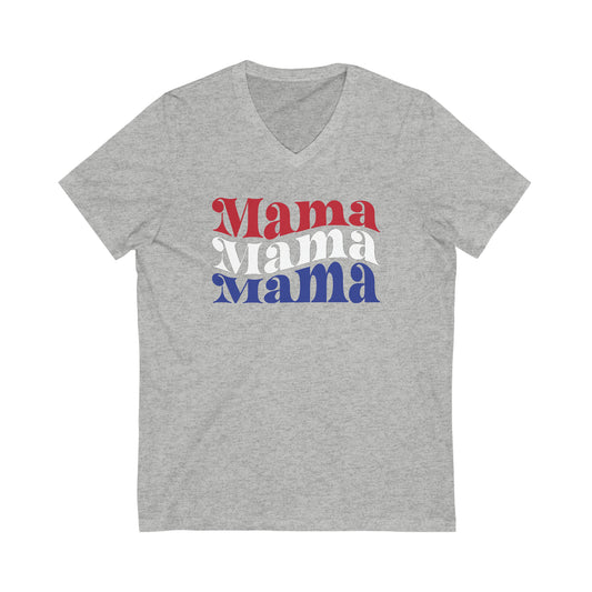 Mama Patriotic V-Neck - Bold USA Pride