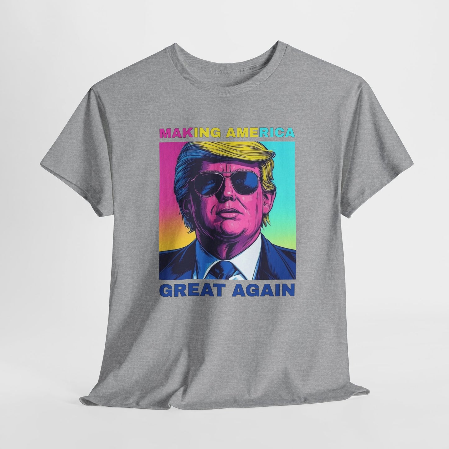 Pop Art Trump T-Shirt For Make America Great Again T Shirt For Retro Neon Graphic TShirt