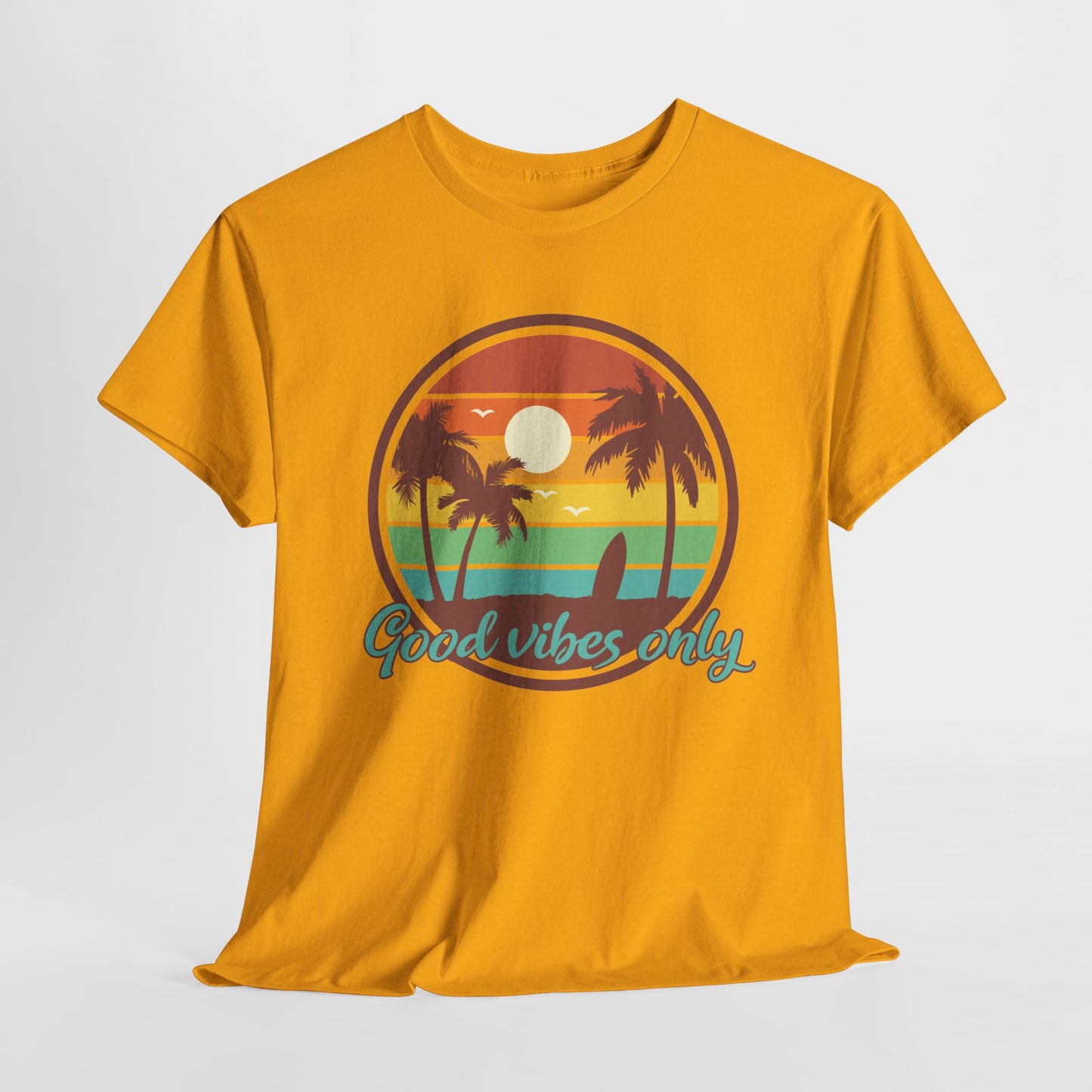 Good Vibes T- Shirt For Summer Vibes TShirt For Beach Scene T Shirt With Sunset T-Shirt Inspirational TShirt For Vacation Tee