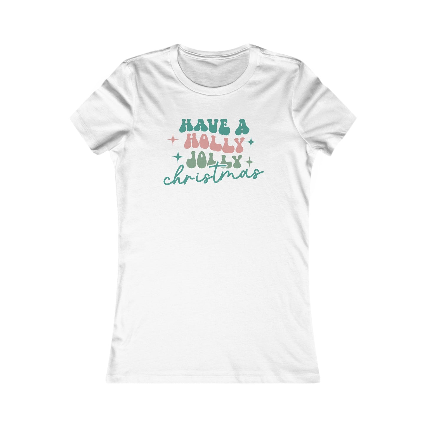 Retro Christmas Tee For Holly Jolly Christmas T-Shirt For Cute Ladies TShirt For Festive Holiday T Shirt