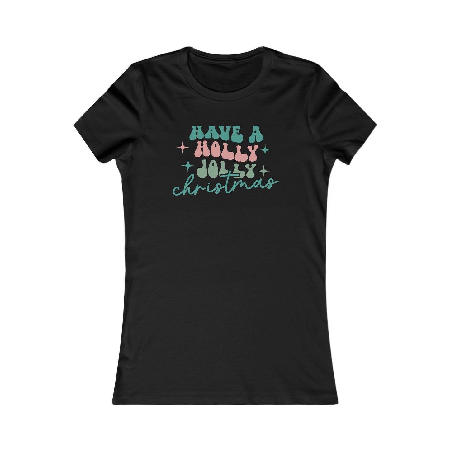 Retro Christmas Tee For Holly Jolly Christmas T-Shirt For Cute Ladies TShirt For Festive Holiday T Shirt