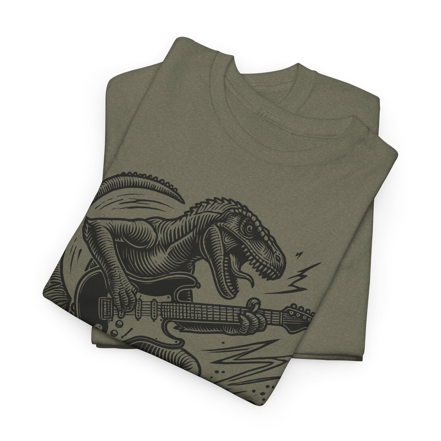 Jurassic Jam Session T-Shirt — Guitar Playing Velociraptor Graphic Tee