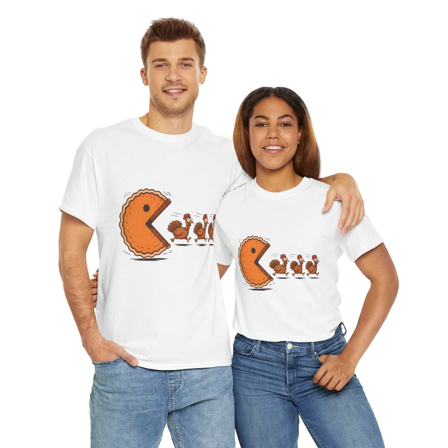 Funny Thanksgiving T-Shirt - Pac-Man Turkey Chase Design