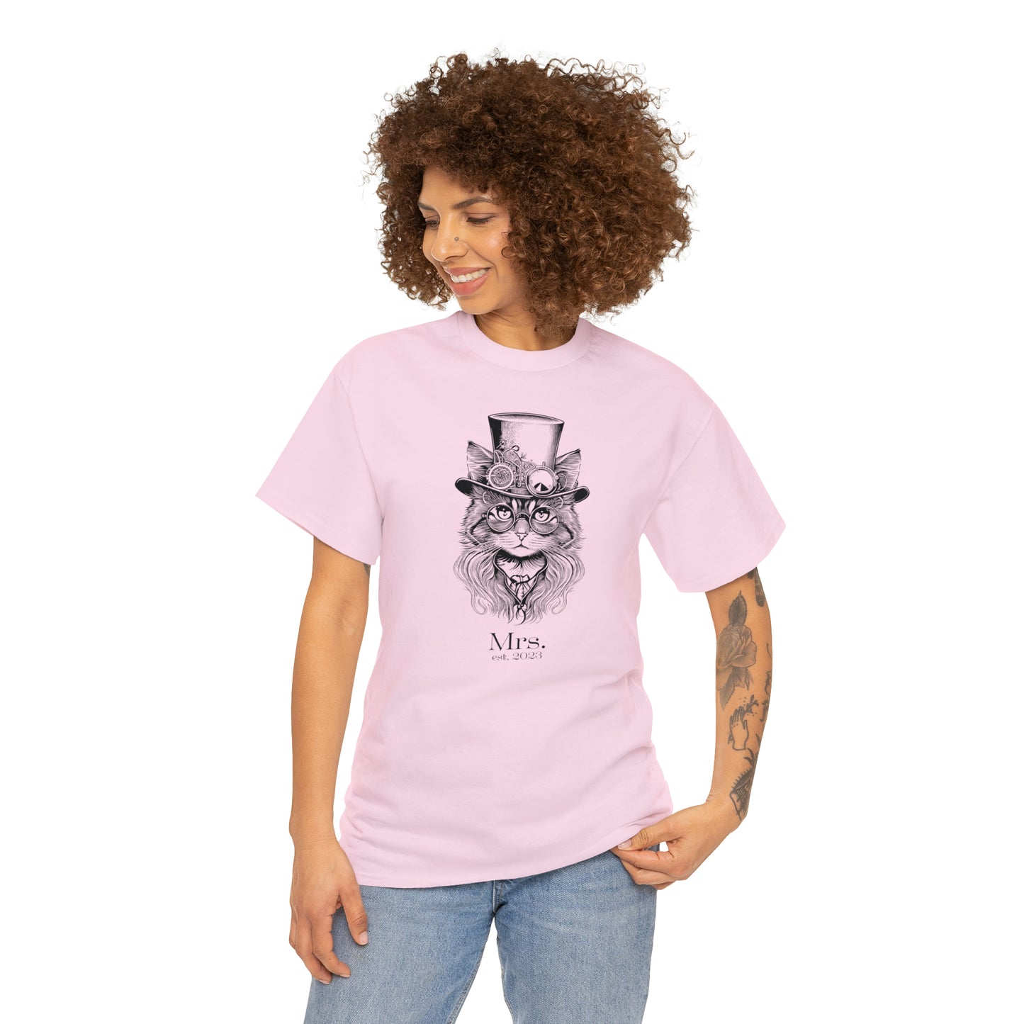 Steampunk Lady Cat T-Shirt For Wedding T Shirt For Wife Shirt For Couples Shirts For Bride Tee For Woman