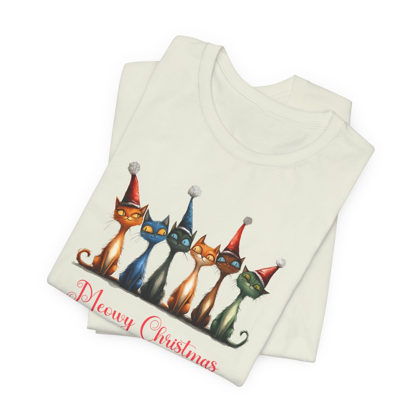 Meowy Christmas T-Shirt For Holiday Cat T Shirt For Festive Feline TShirt