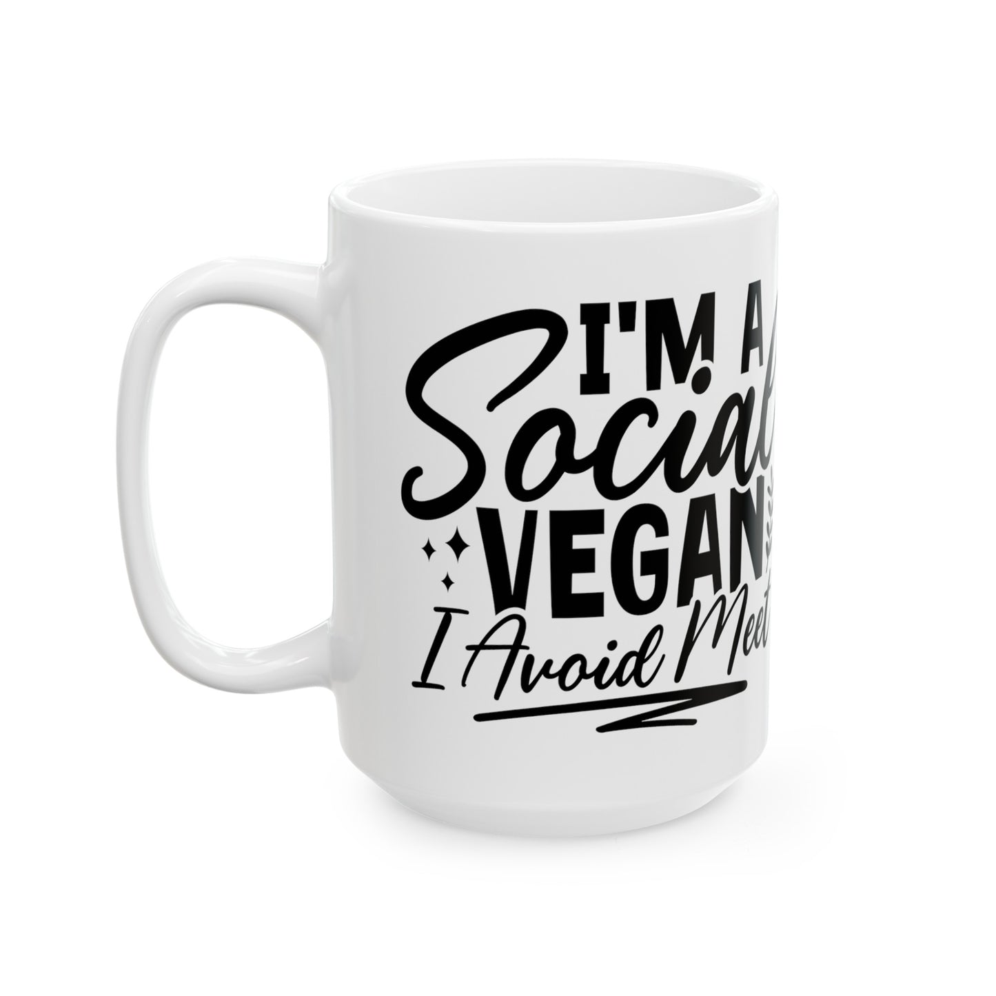 Social Vegan Ceramic Mug For Funny Antisocial Cup For Coffee Tea Cocoa