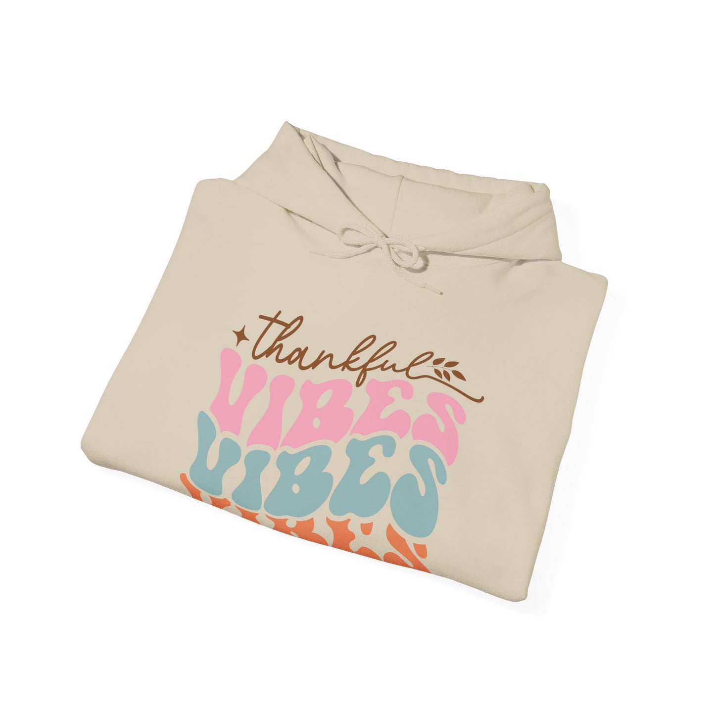 RetroThankful Vibes Hooded Sweatshirt For Thanksgiving Hoodie For Warm Turkey Day Shirt