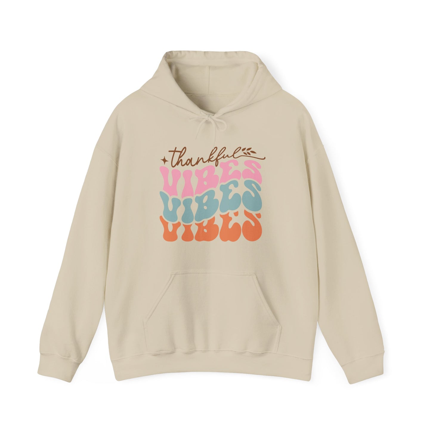 RetroThankful Vibes Hooded Sweatshirt For Thanksgiving Hoodie For Warm Turkey Day Shirt