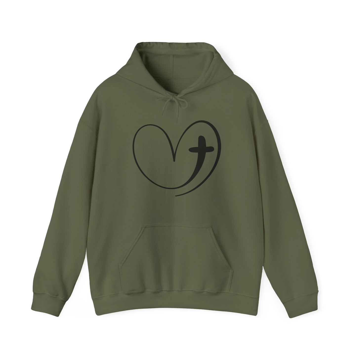 Faith Love Heart Cross Hoodie - Stylish Christian Sweatshirt