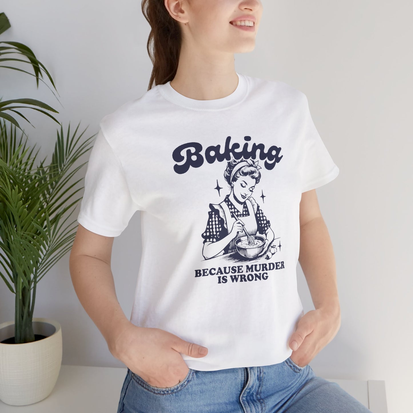 Funny Baking T-Shirt For Murder Is Wrong T Shirt For Sarcastic Retro TShirt