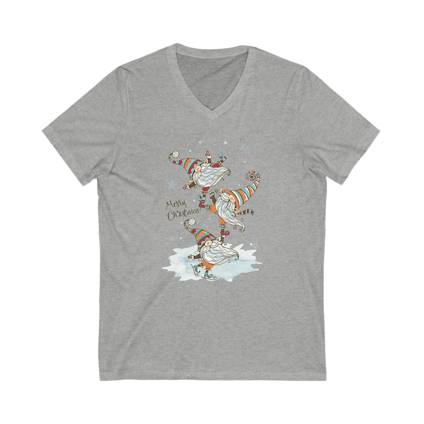 Christmas T-Shirt With Skating Gnomes For Fun Holiday T Shirt For Festive Ladies Skating TShirt