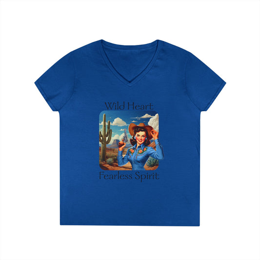 Wild Heart Fearless Spirit Cowgirl V-Neck T-Shirt