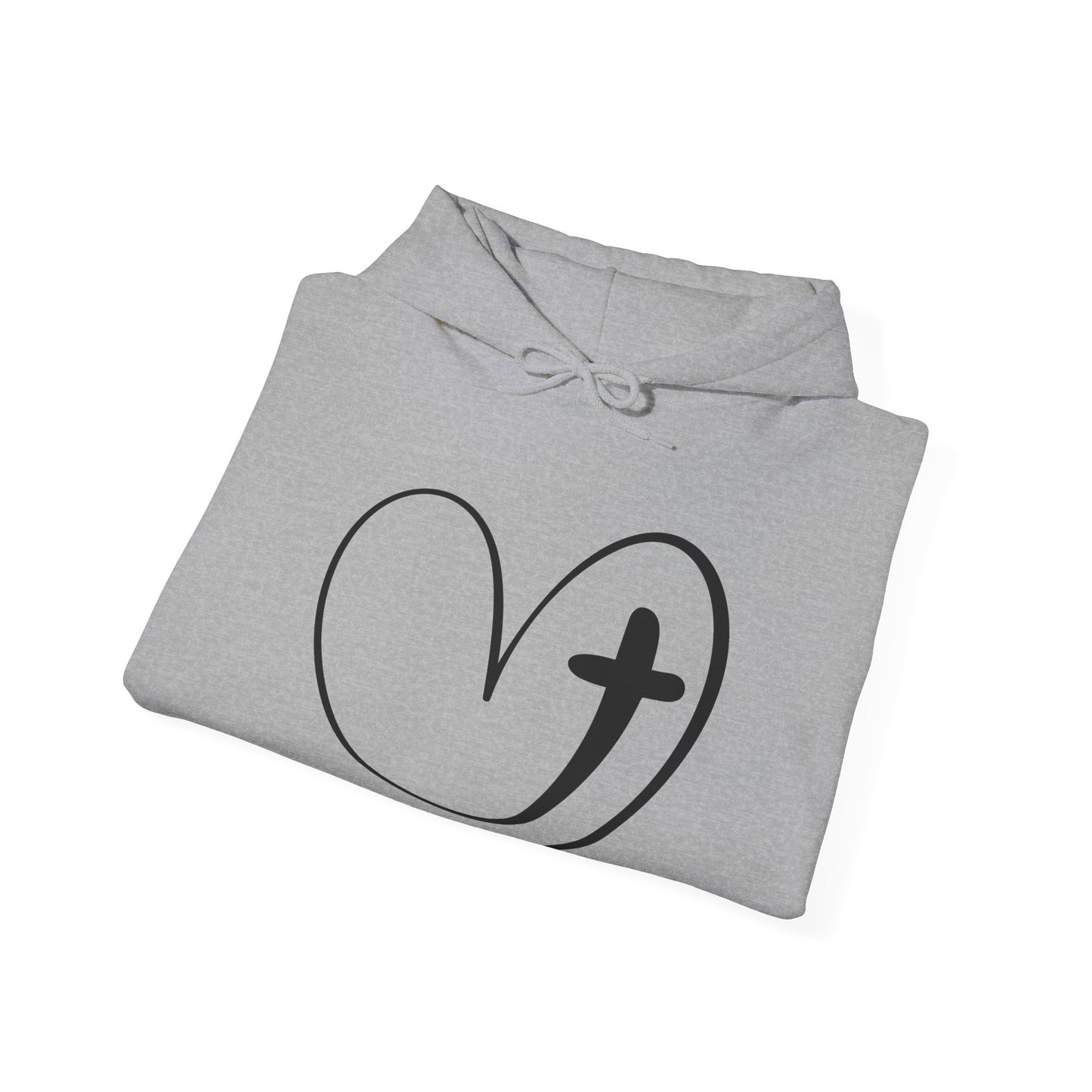 Faith Love Heart Cross Hoodie - Stylish Christian Sweatshirt