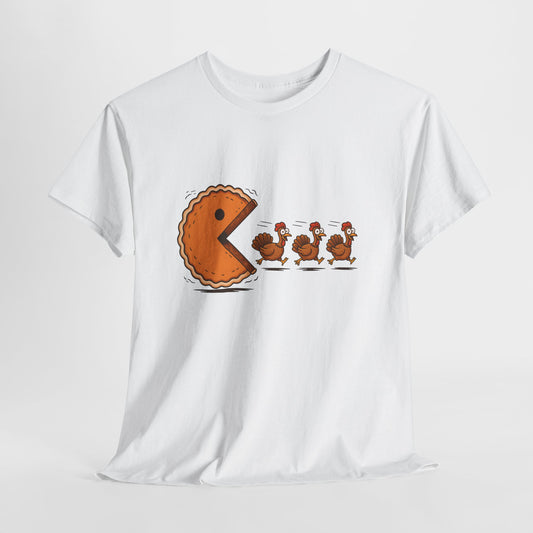 Funny Thanksgiving T-Shirt - Pac-Man Turkey Chase Design