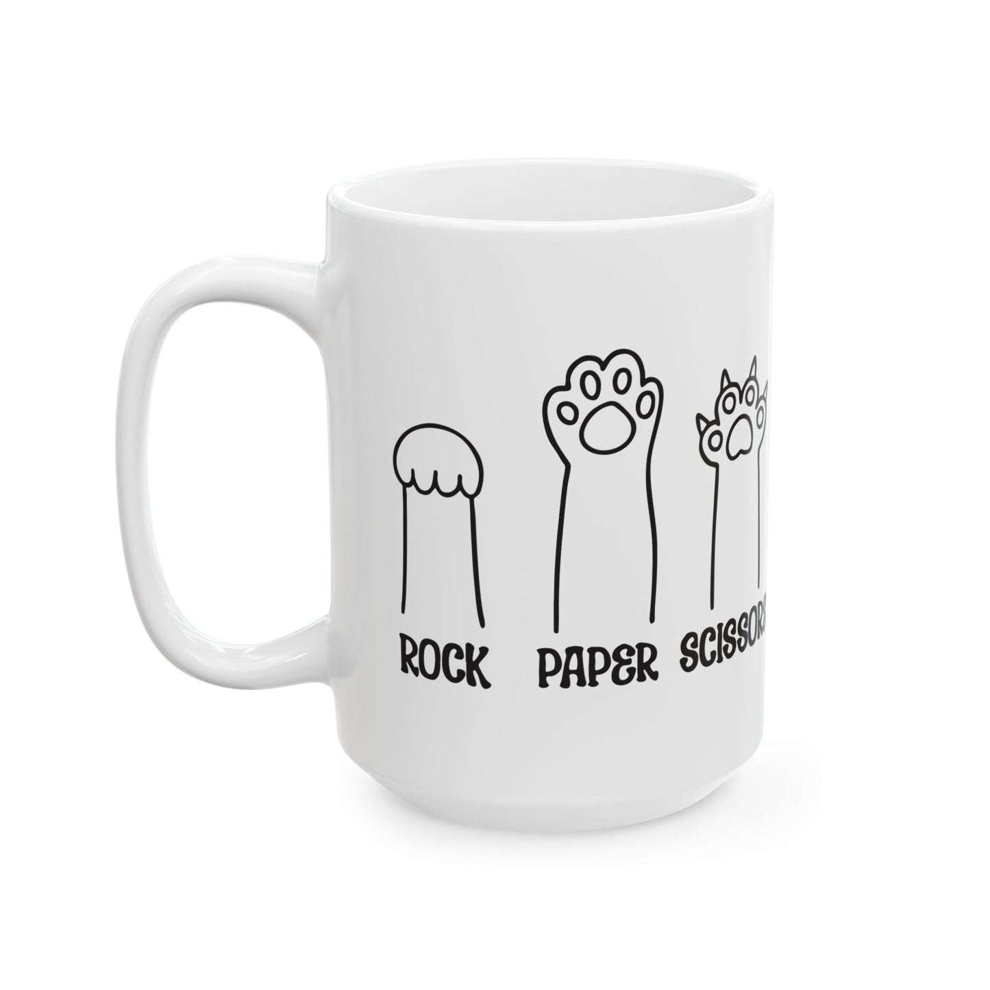 Rock Paper Scissors Cat Paw Coffee Mug For Fun Kitty Tea Cup For Hot Cocoa