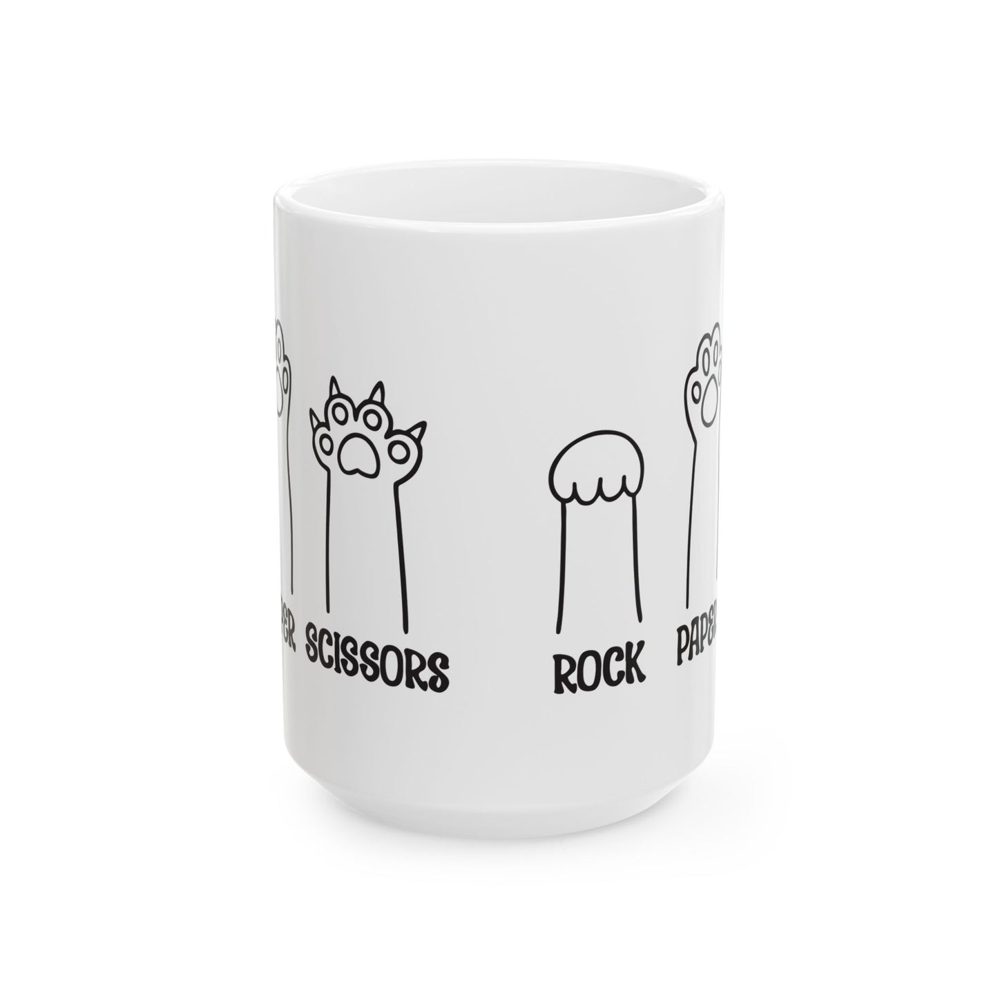 Rock Paper Scissors Cat Paw Coffee Mug For Fun Kitty Tea Cup For Hot Cocoa