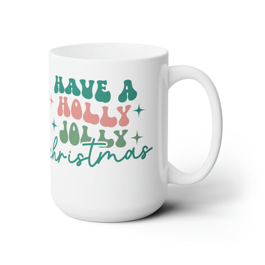 Retro Holly Jolly Christmas Coffee Hot Tea Cocoa Mug Gift Idea