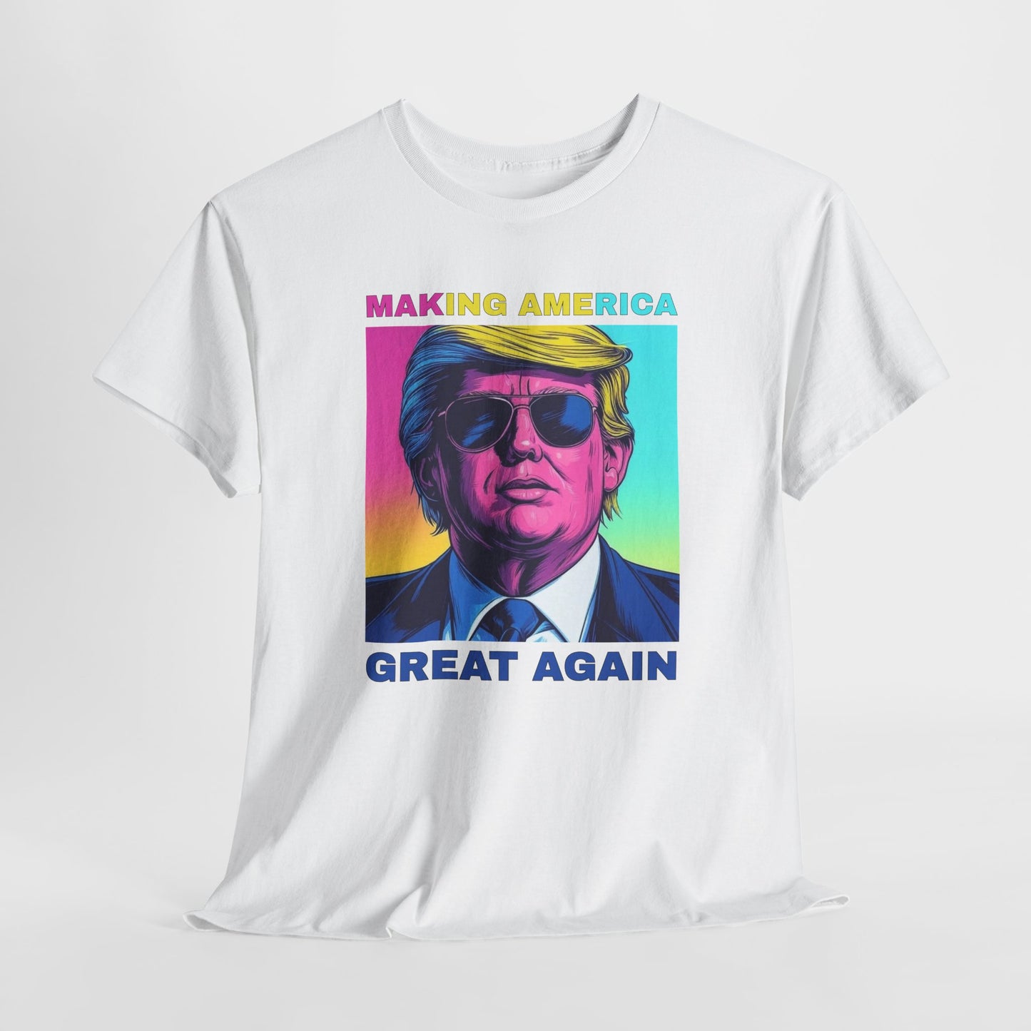 Pop Art Trump T-Shirt For Make America Great Again T Shirt For Retro Neon Graphic TShirt