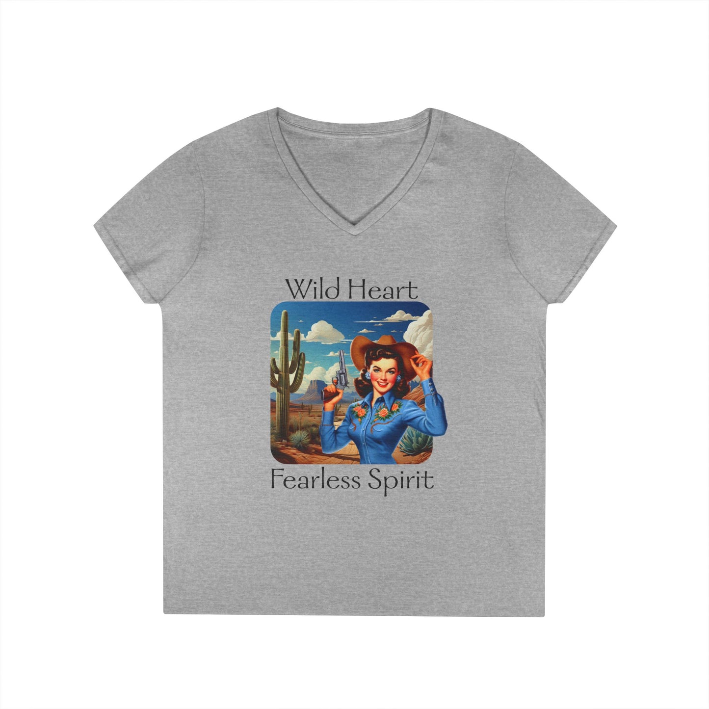 Wild Heart Fearless Spirit Cowgirl V-Neck T-Shirt