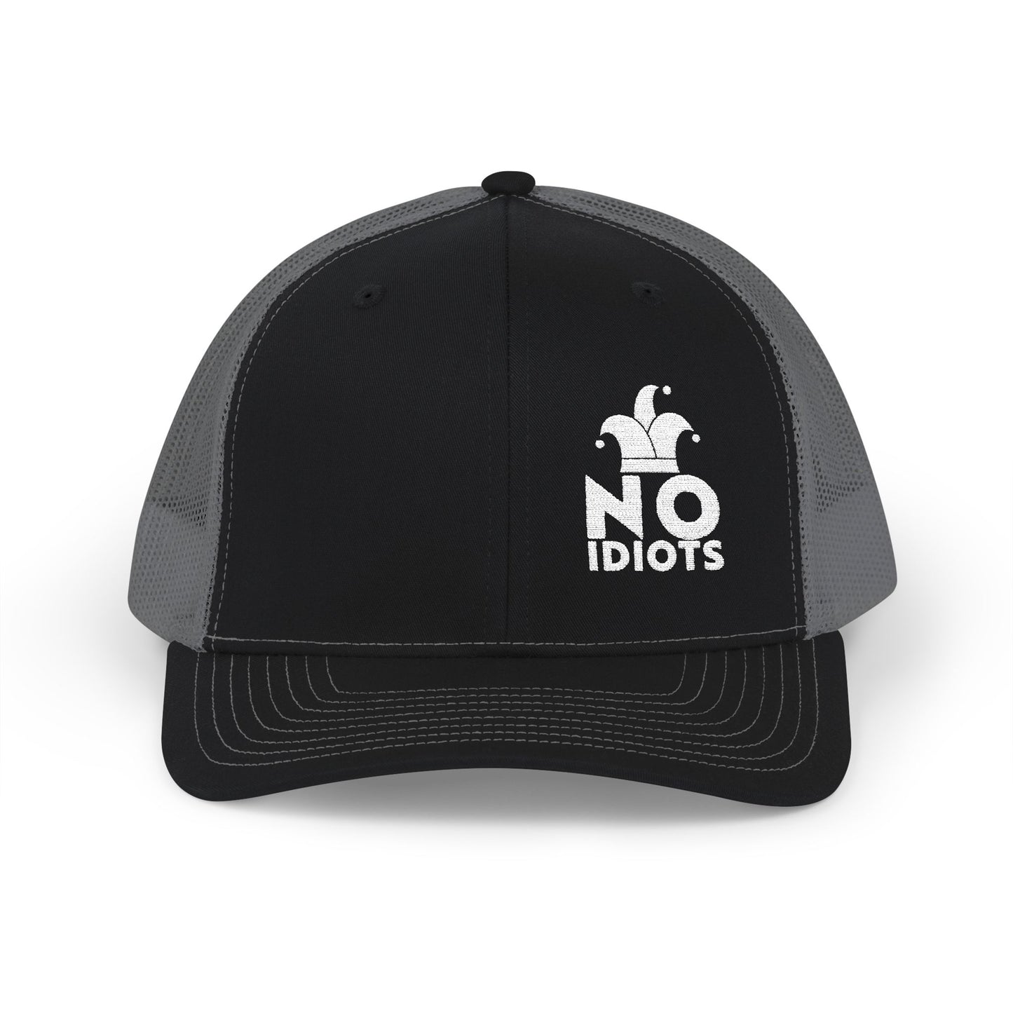 No Idiots Bold Snapback Trucker Cap