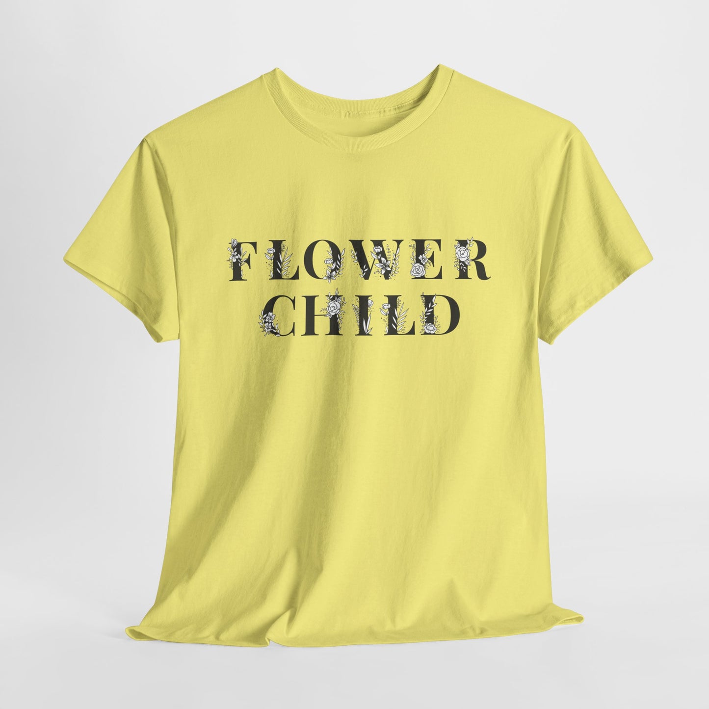 Floral T-Shirt For Flower Child T Shirt For Hippy TShirt Botanical T-Shirt For Woman Floral Lettering Shirt