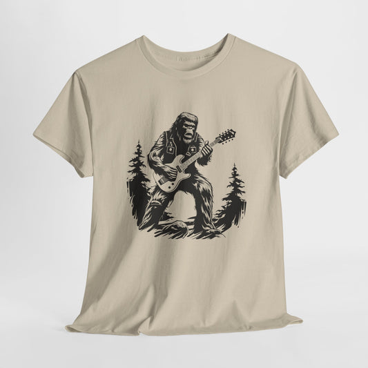 Bigfoot T-Shirt For Rock And Roll Yeti TShirt For Sasquach Guitar T Shirt For Musician Gift