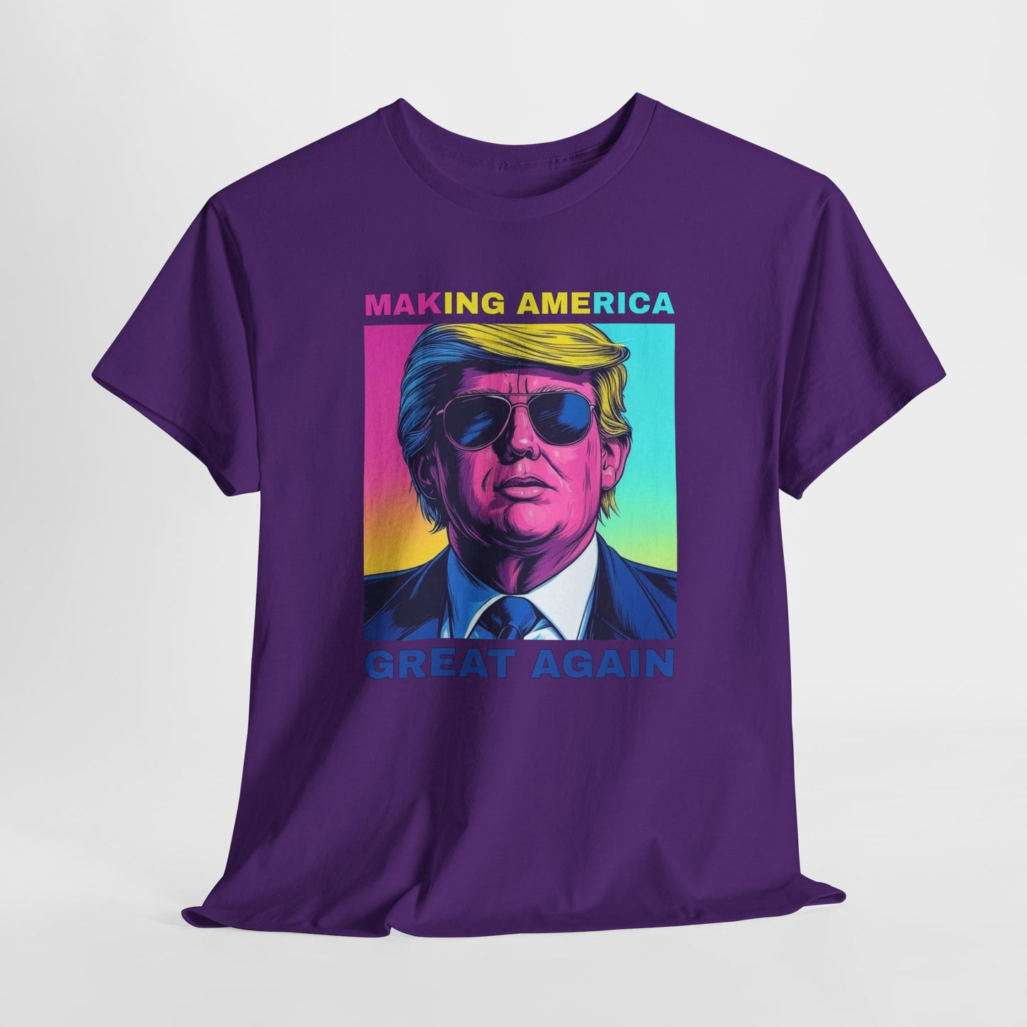 Pop Art Trump T-Shirt For Make America Great Again T Shirt For Retro Neon Graphic TShirt