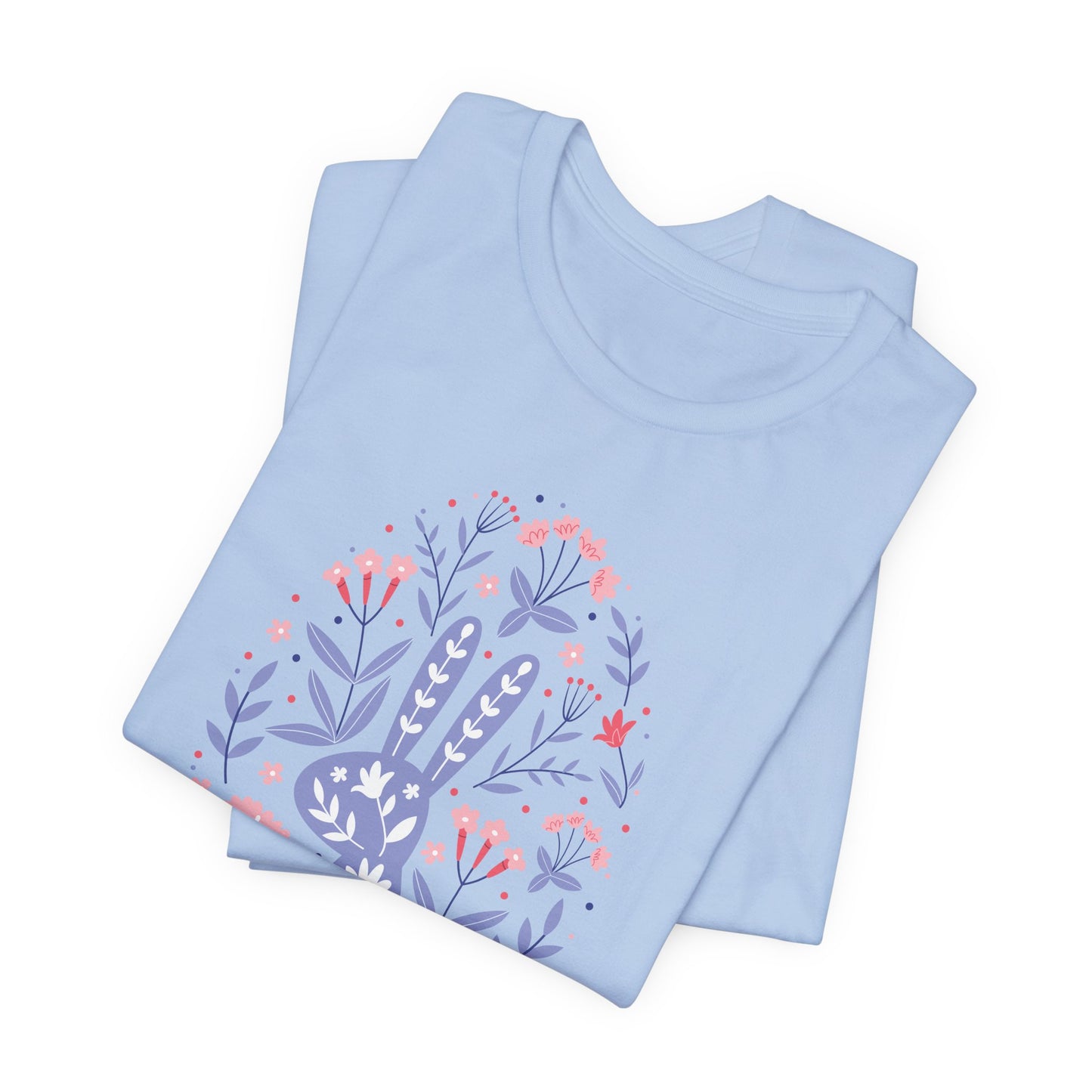 Flowery Bunny T-Shirt For Egg Shape T Shirt For Easter TShirt