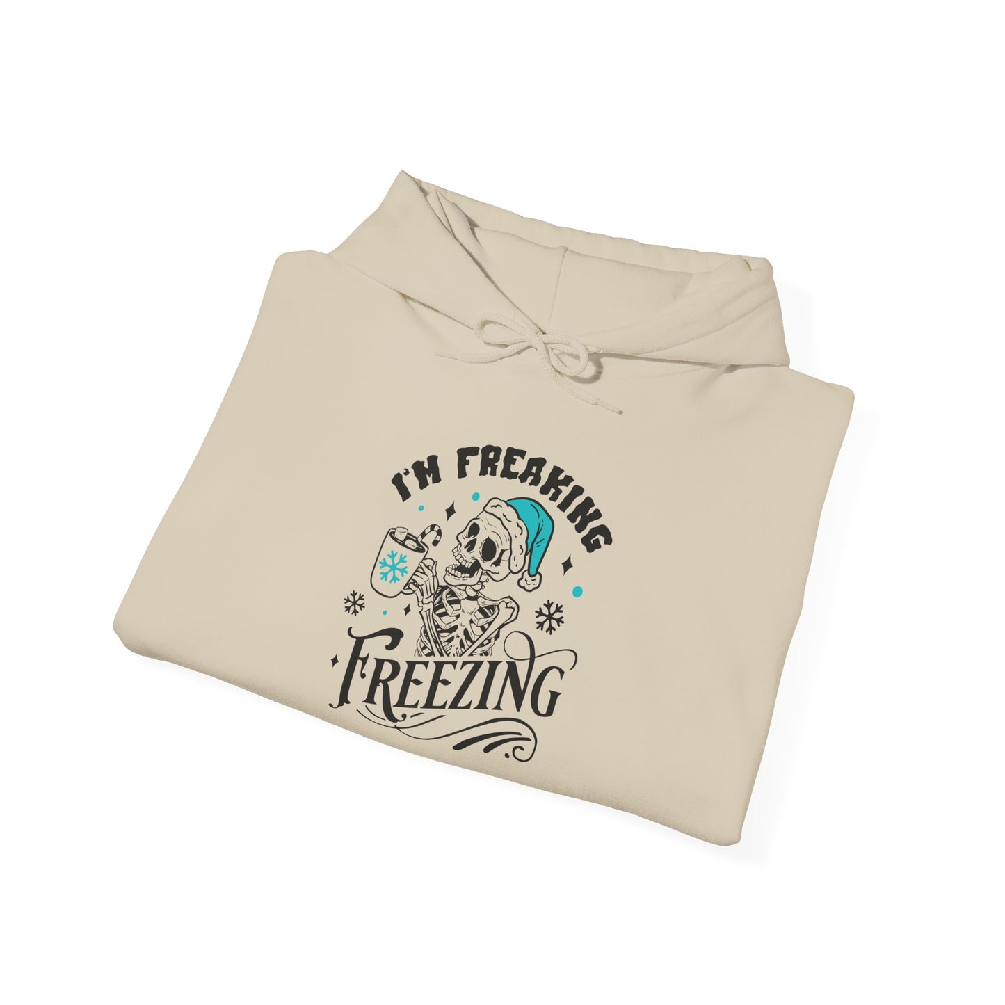 Sarcastic Freezing Skeleton Hooded Sweatshirt for Funny Winter Hoodie