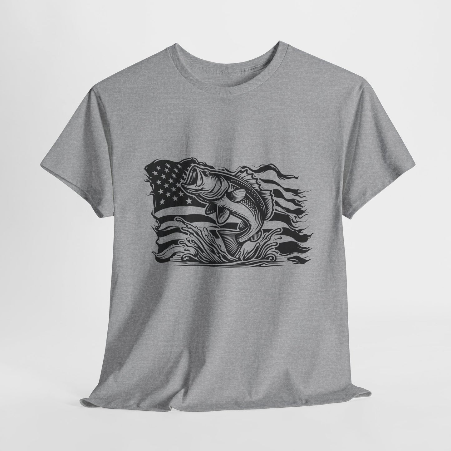 Patriotic T-Shirt For Fishing T Shirt For American Flag TShirt For Bass Tee