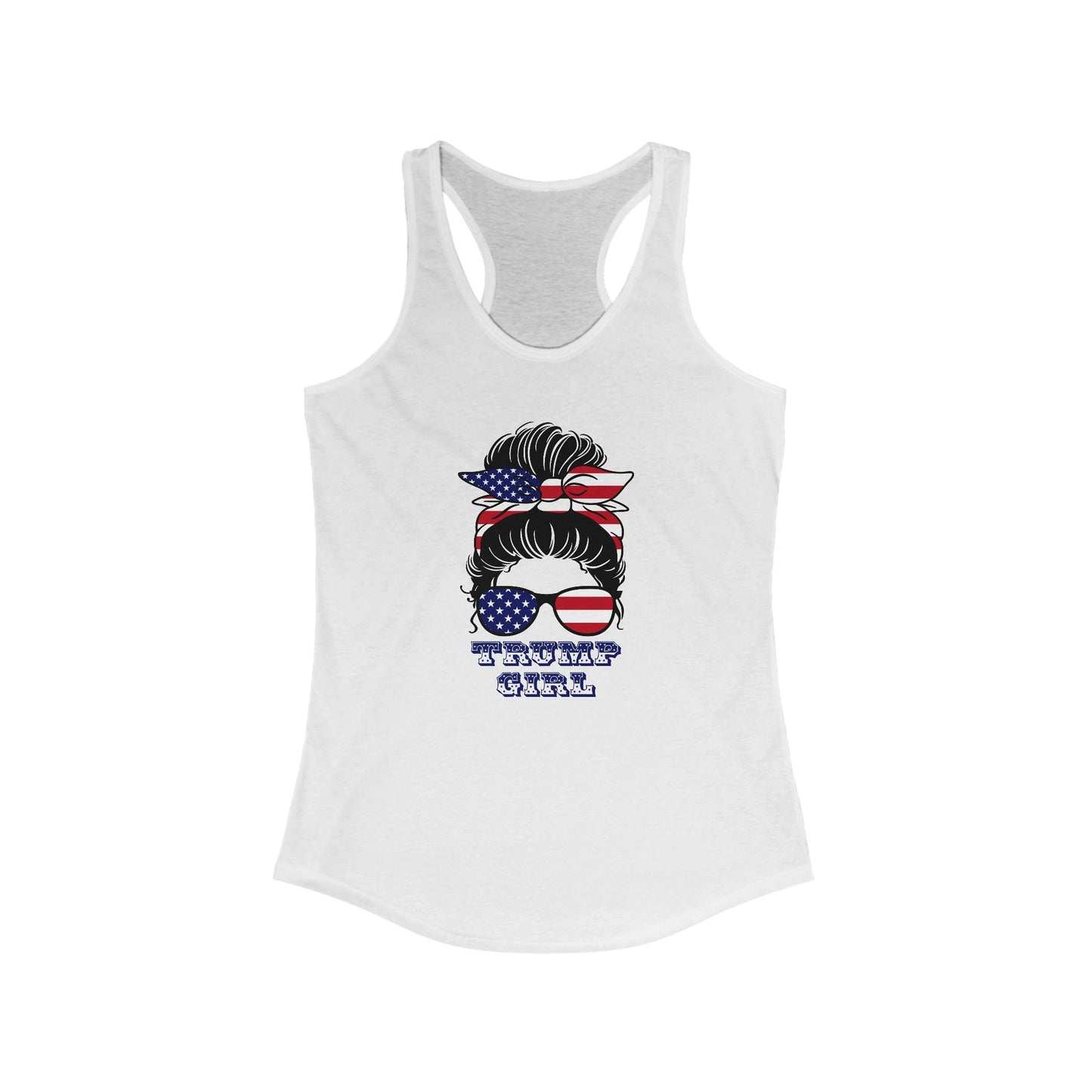 Trump Girl Tank Top For Conservative Patriotic Shirt For  Messy Bun Shirt For Mother's Day Gift