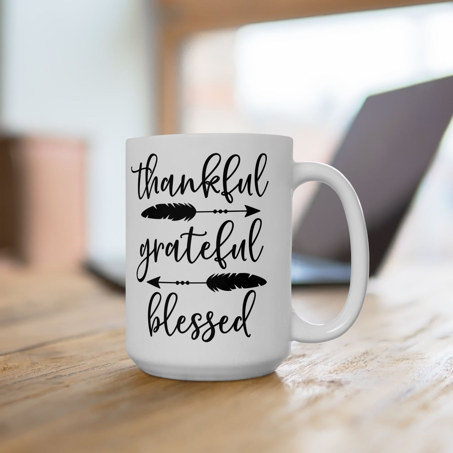 Thankful Ceramic Mug For Grateful Coffee Cup For Blessed Hot Cocoa Mug