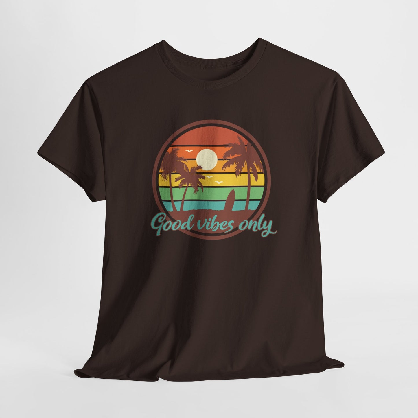 Good Vibes T- Shirt For Summer Vibes TShirt For Beach Scene T Shirt With Sunset T-Shirt Inspirational TShirt For Vacation Tee