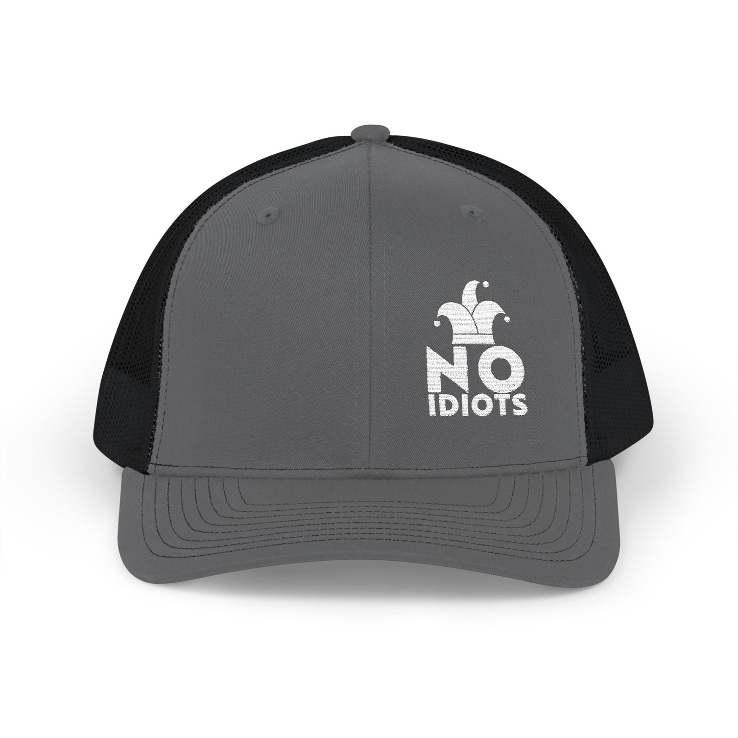 No Idiots Bold Snapback Trucker Cap