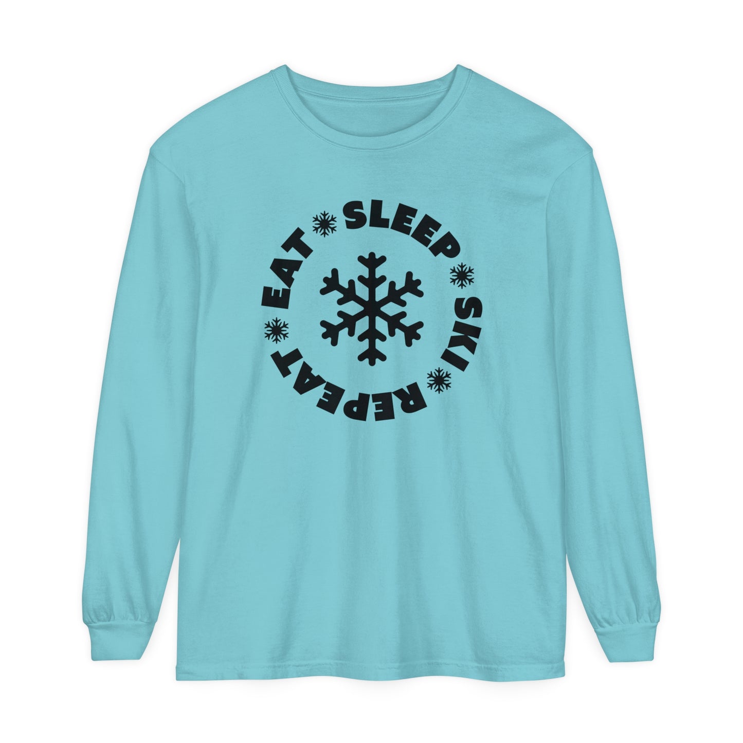 Eat Sleep Ski Repeat Long Sleeve T-Shirt For Winter Weather T Shirt For Ski Bum TShirt