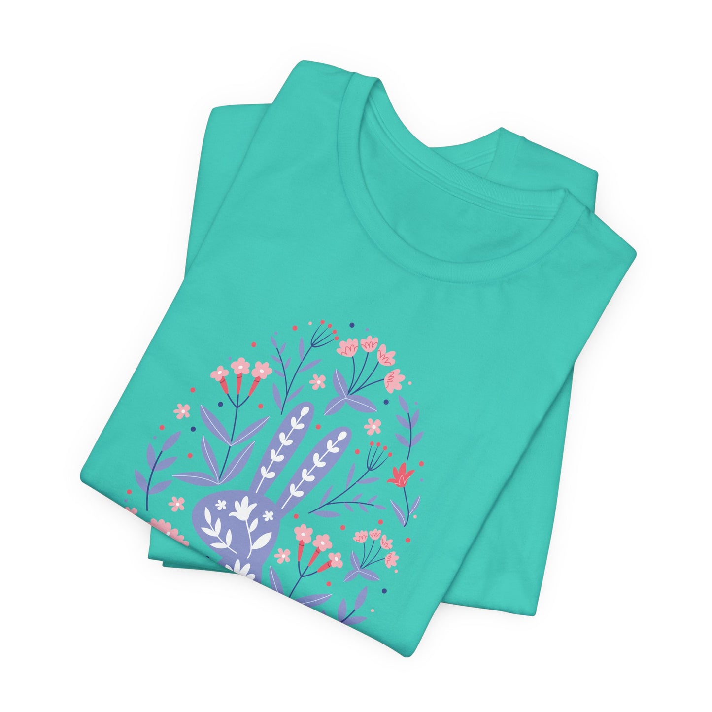 Flowery Bunny T-Shirt For Egg Shape T Shirt For Easter TShirt