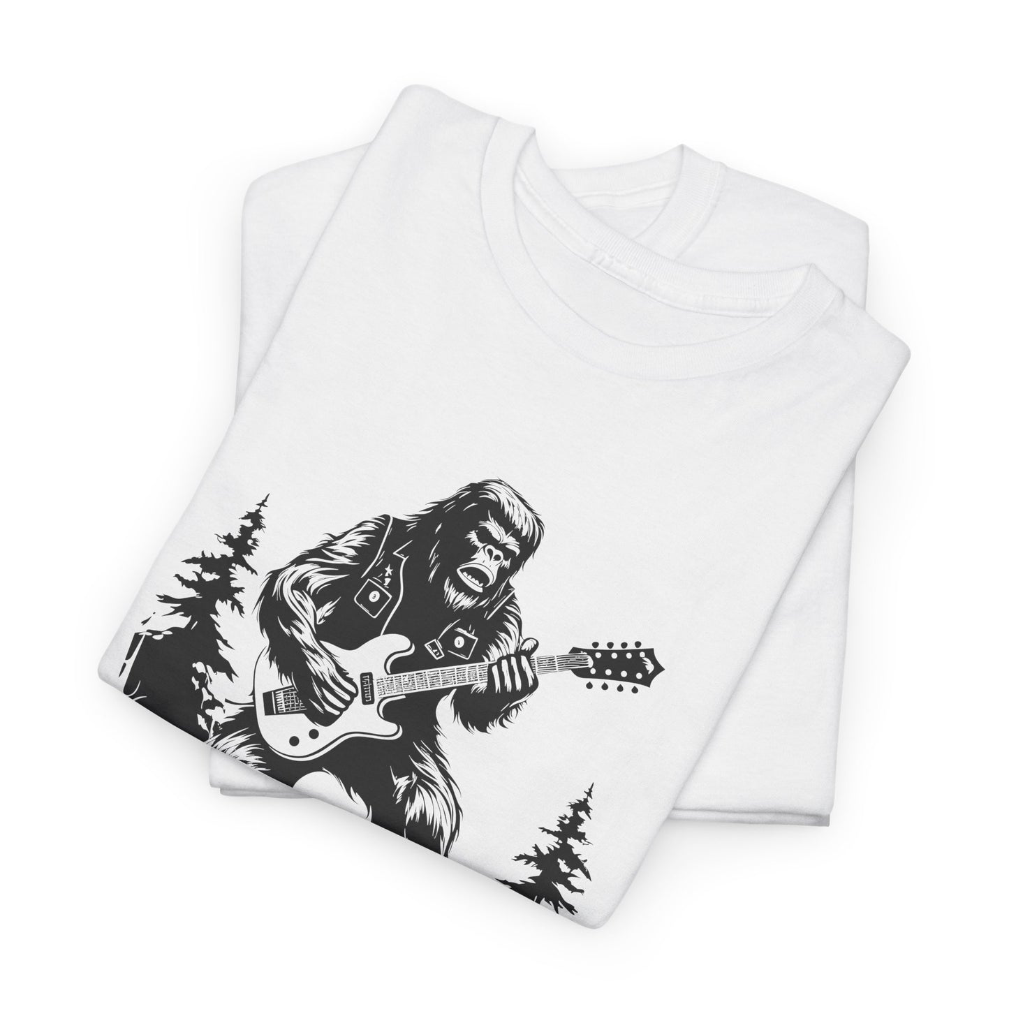 Bigfoot T-Shirt For Rock And Roll Yeti TShirt For Sasquach Guitar T Shirt For Musician Gift