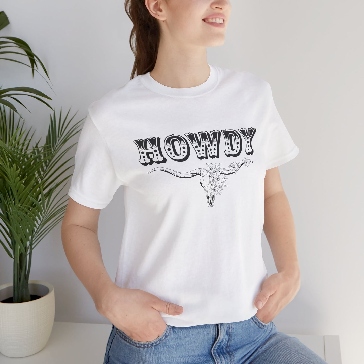 Western Howdy T-Shirt For BOHO Steer Skull T Shirt For Country Girl TShirt