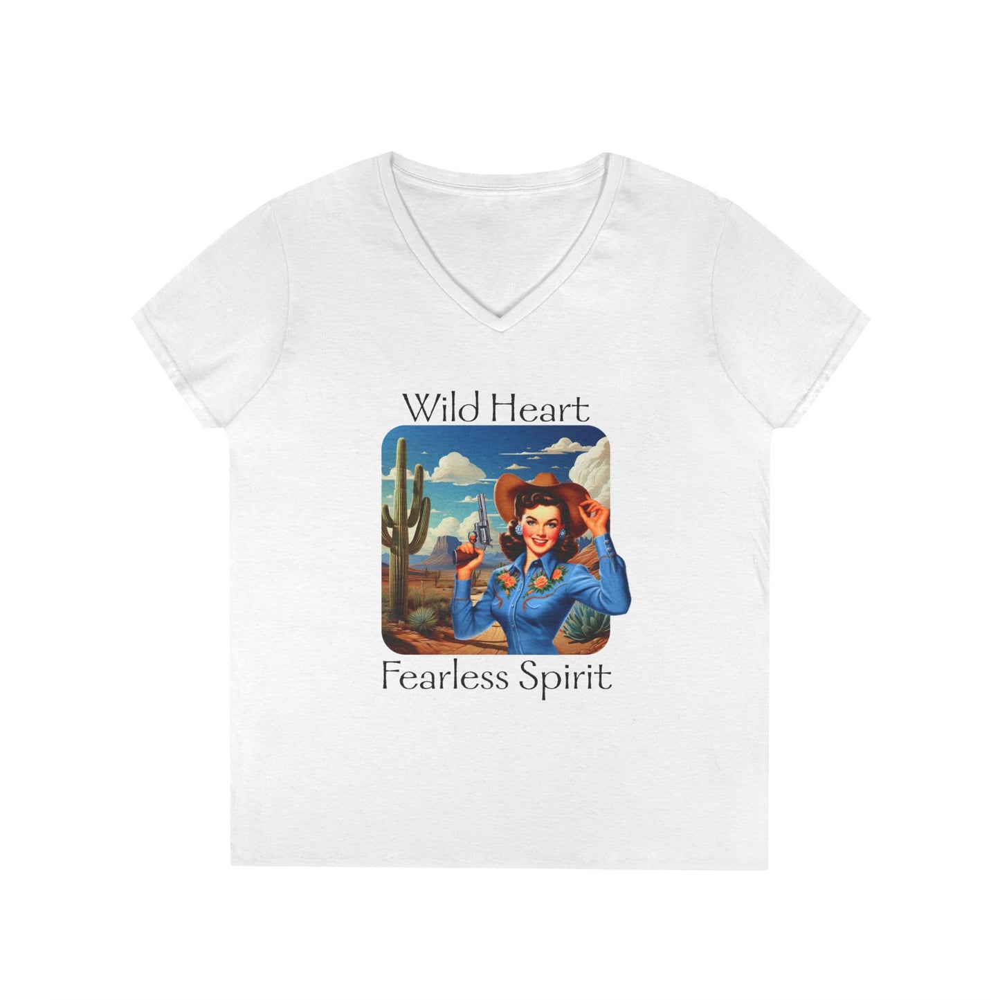 Wild Heart Fearless Spirit Cowgirl V-Neck T-Shirt