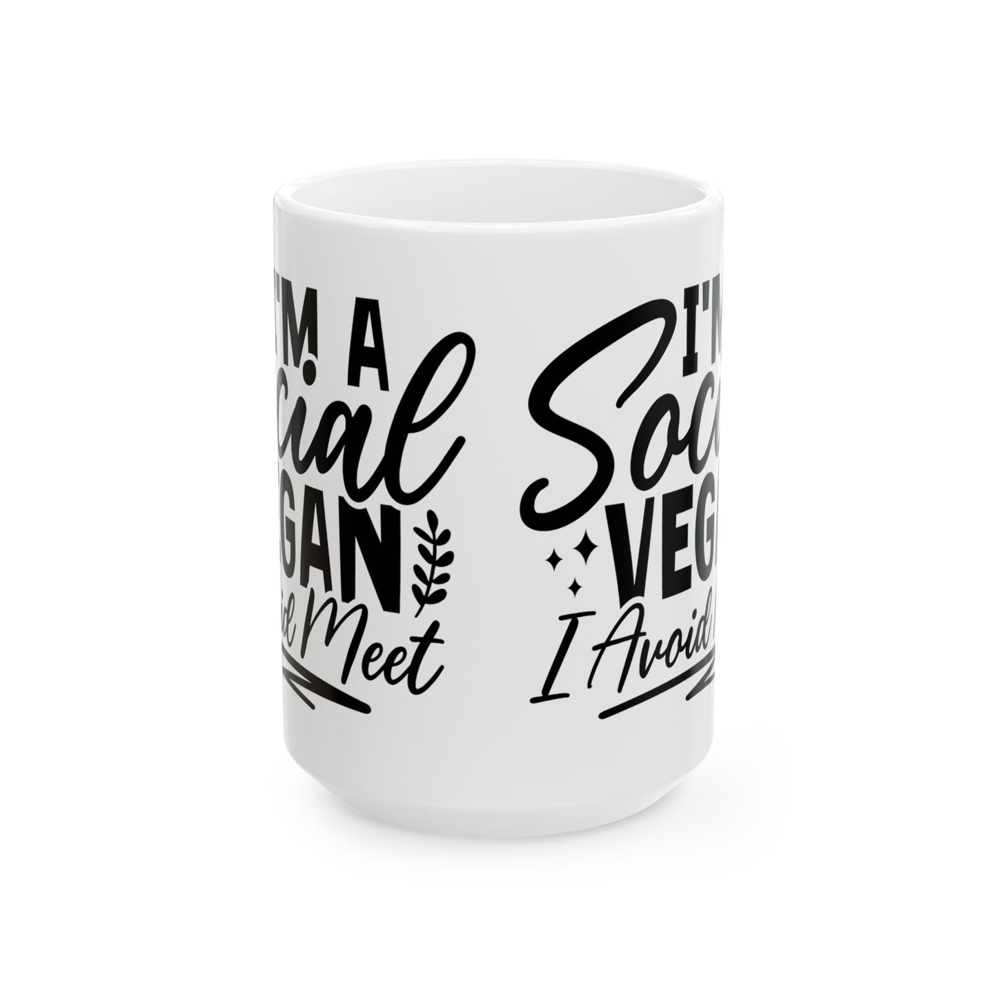 Social Vegan Ceramic Mug For Funny Antisocial Cup For Coffee Tea Cocoa