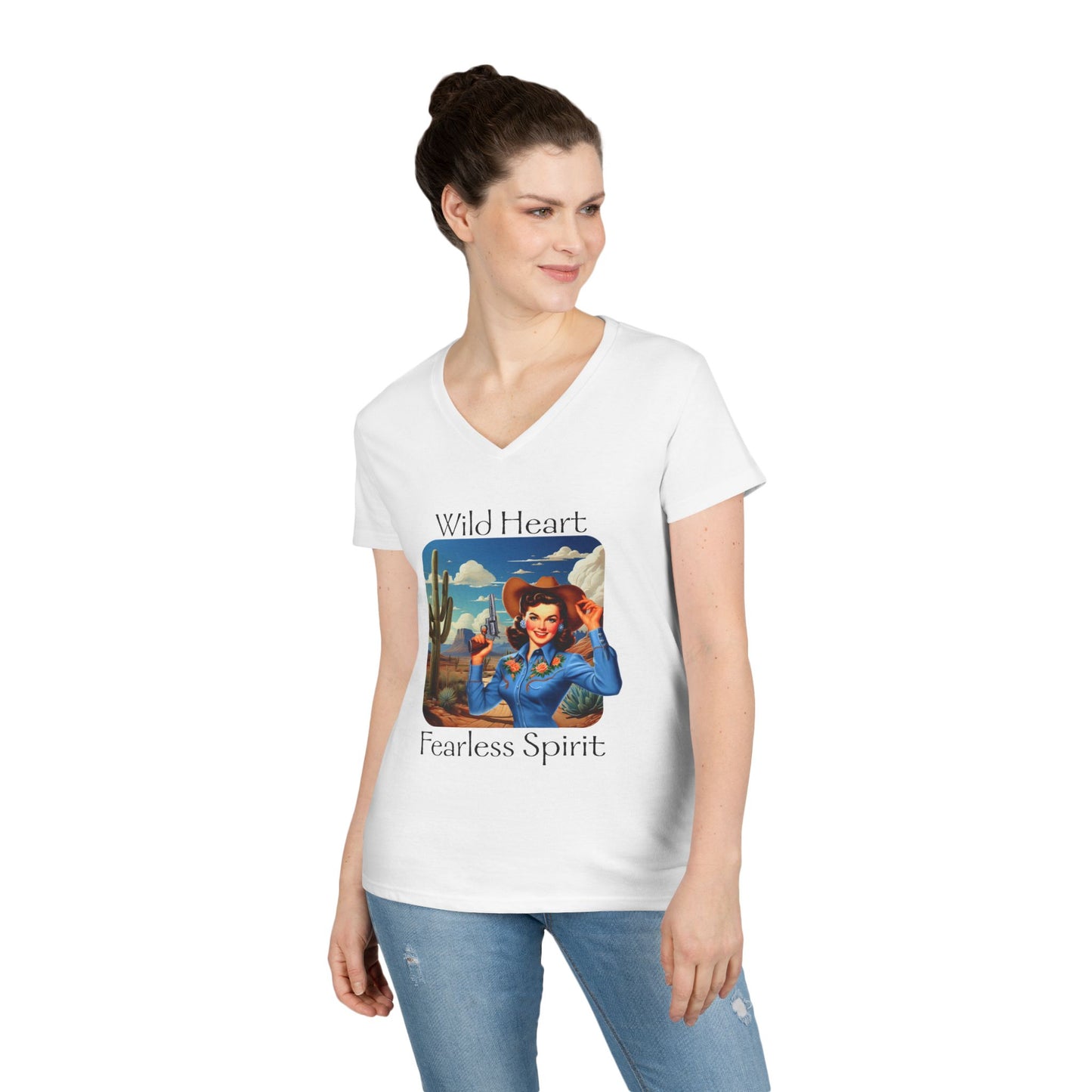 Wild Heart Fearless Spirit Cowgirl V-Neck T-Shirt