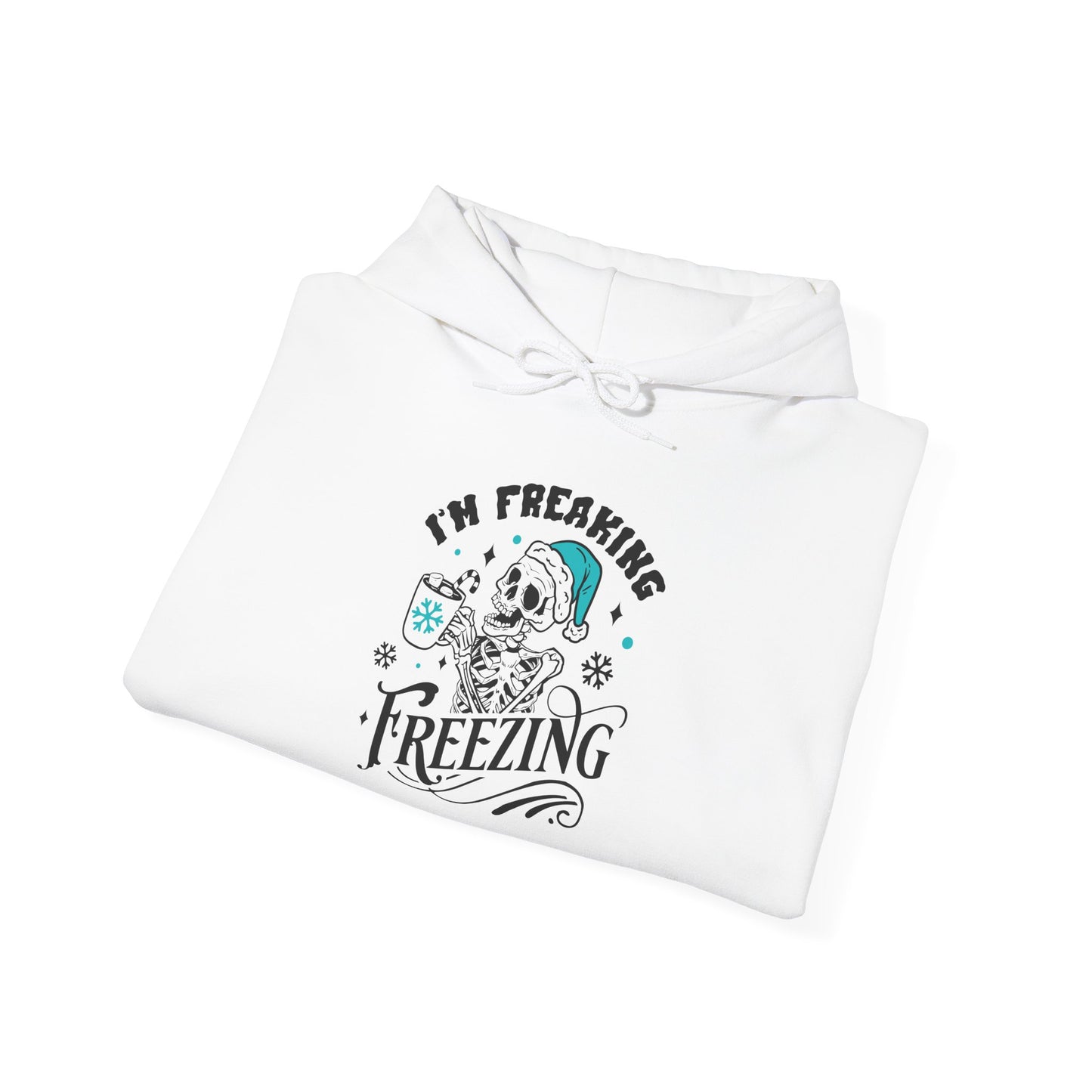 Sarcastic Freezing Skeleton Hooded Sweatshirt for Funny Winter Hoodie