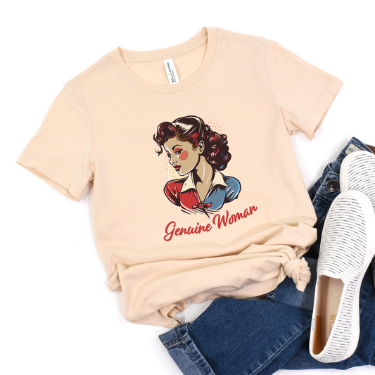 Genuine Woman Pinup Girl T-Shirt For Retro Real Woman TShirt For Mother's Day T Shirt Gift