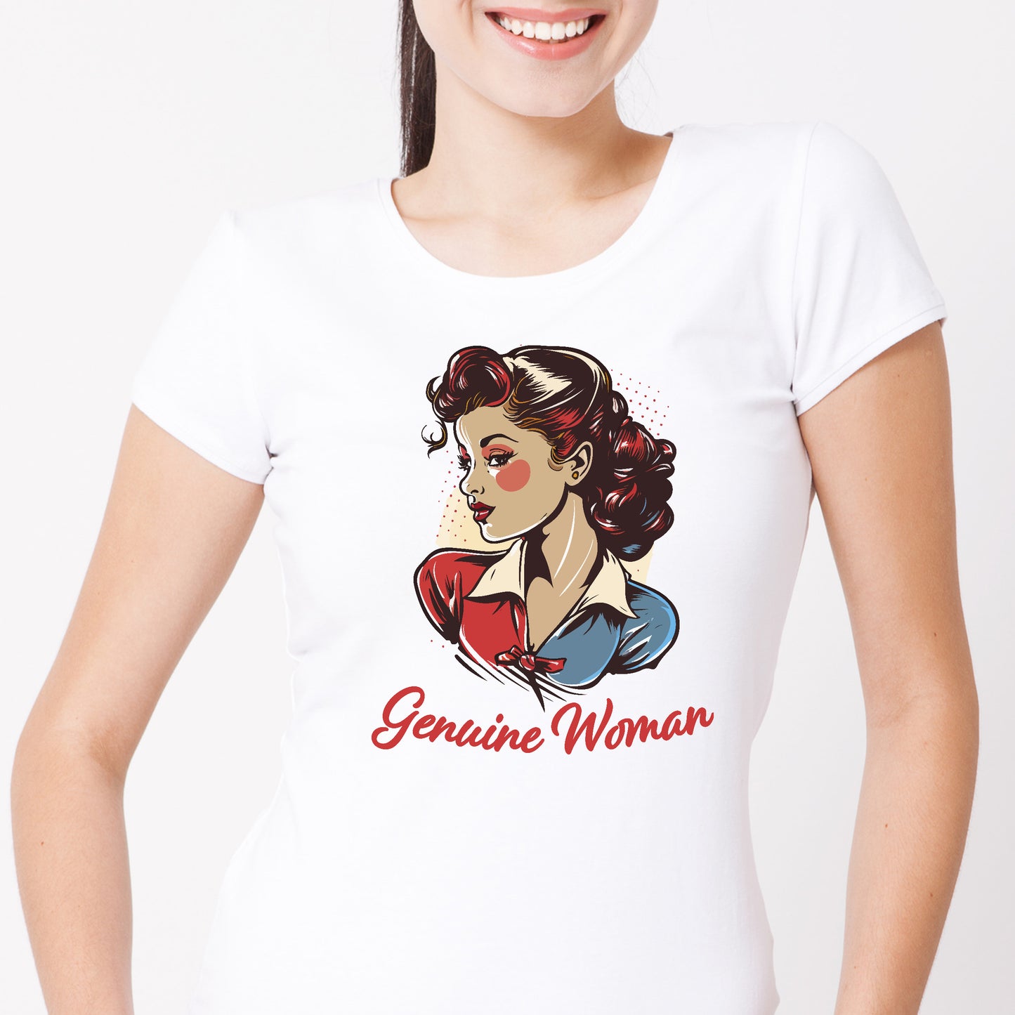 Genuine Woman Pinup Girl T-Shirt For Retro Real Woman TShirt For Mother's Day T Shirt Gift