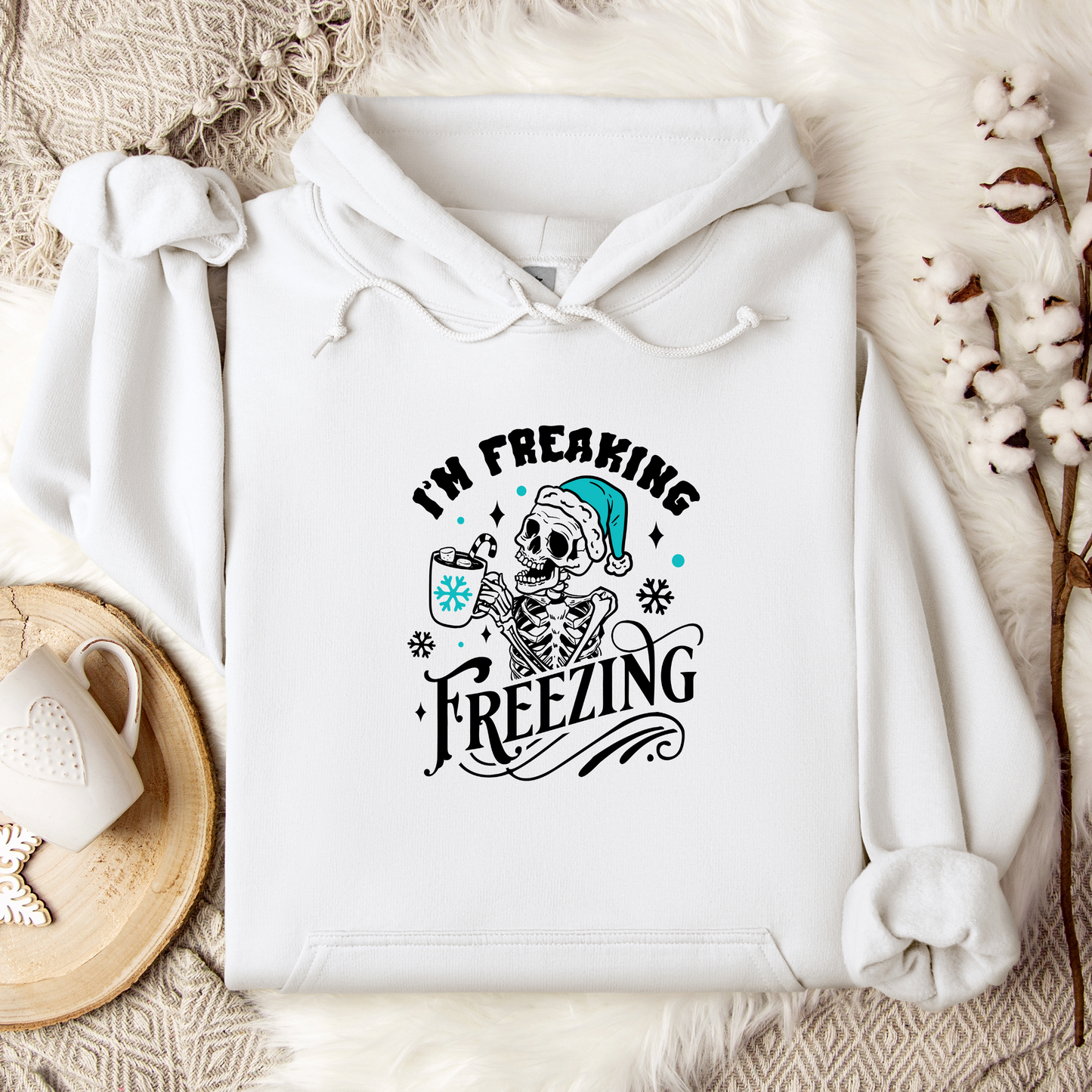 Sarcastic Freezing Skeleton Hooded Sweatshirt for Funny Winter Hoodie