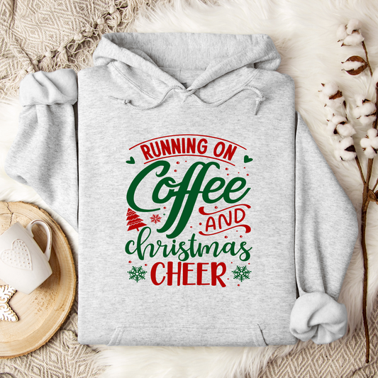 Christmas Cheer Hooded Sweatshirt For Holiday Coffee Lovers Hoodie For Fun Xmas Lounge Clothes