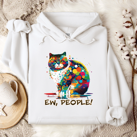 Funny Ew People Cat Hoodie For Sarcastic Anti Social People Hooded Sweatshirt