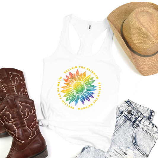 Reclaim The Rainbow Tank Top For Sunflower Shirt For Spiritual Tank For Genesis 9:17 Tank Top For Christian Shirts