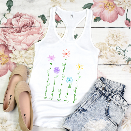 Wildflower Sentiments Tank Top For Botanical Gift With Floral Print Tank Top For Mother's Day Shirt